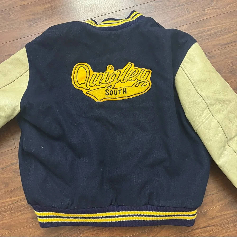RARE Vintage Logan Knitting Mills Varsity Jacket Q‎ 77 Quigley South Size L RR